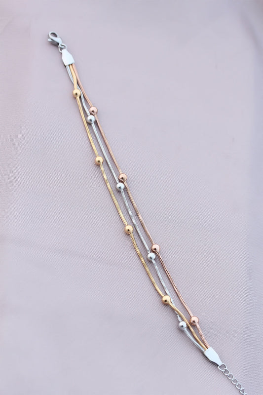 BB4172 - 316L Kararmaz Çelik Gümüş Renk Top Zincirli Kadın Bileklik