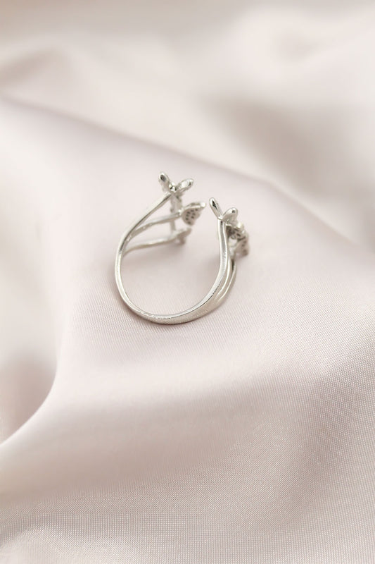 BYK2190 - Gümüş Renk Metal Kelebek Model Kadın Yüzük