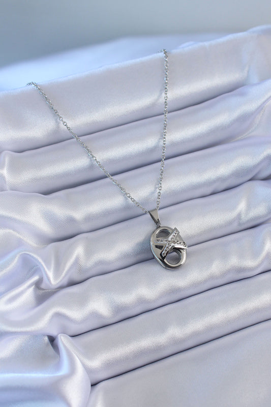 BKO7634 - 316L Çelik Gümüş Renk Zirkon Taşlı Kadın Kolye