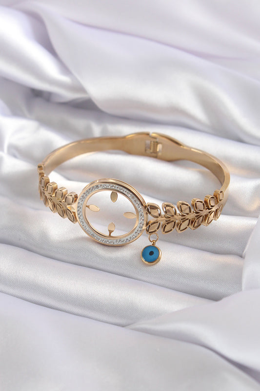 BB5548 - 316L Çelik Gold Renk Çeyrek Takılabilen Zirkon Taş Detay Kadın Kelepçe