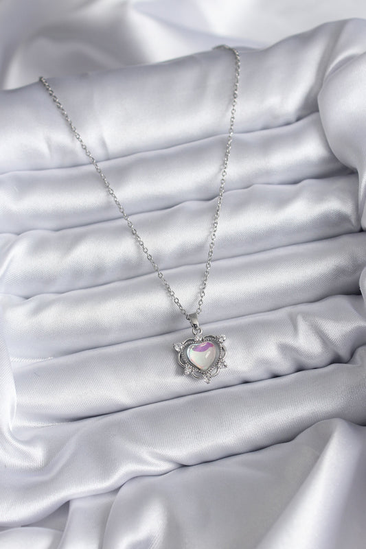 BKO7823 - 316L Çelik Zincir Gümüş Renk Kalp Model Kadın Kolye