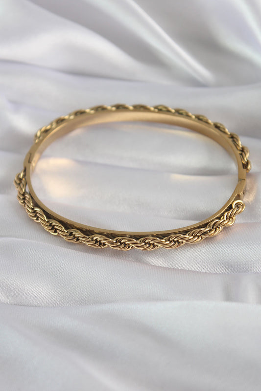 BB5904 - 316L Çelik Gold Renk Burgu Zincir Model Kadın Kelepçe