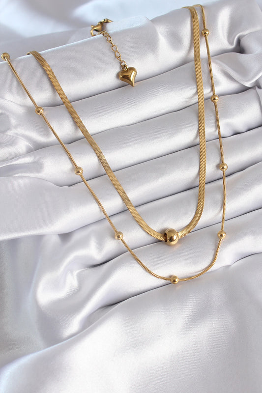 BKO8312 - 316L Çelik Gold Renk İtalyan Zincir Model Topçuk Detay Kadın Kolye