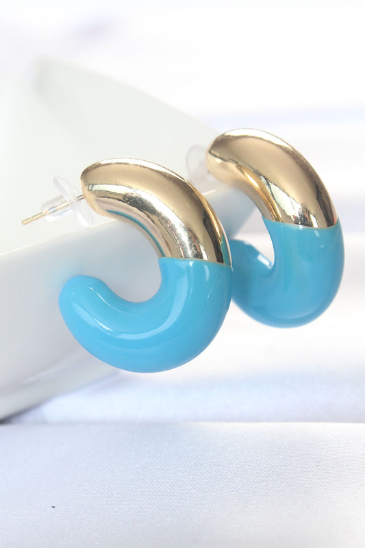 BKP8876 - CCB Mavi Gold Çift Renk Küpe