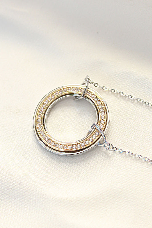 BKO8503 - 316L Çelik Zirkon Taşlı Çift Renkli Tifany Kolye