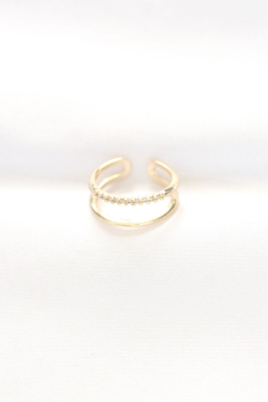 BYK3136 - 2li Görünümlü Su Yolu Tasarımlı Gold Renk Ayarlanabilir Yüzük