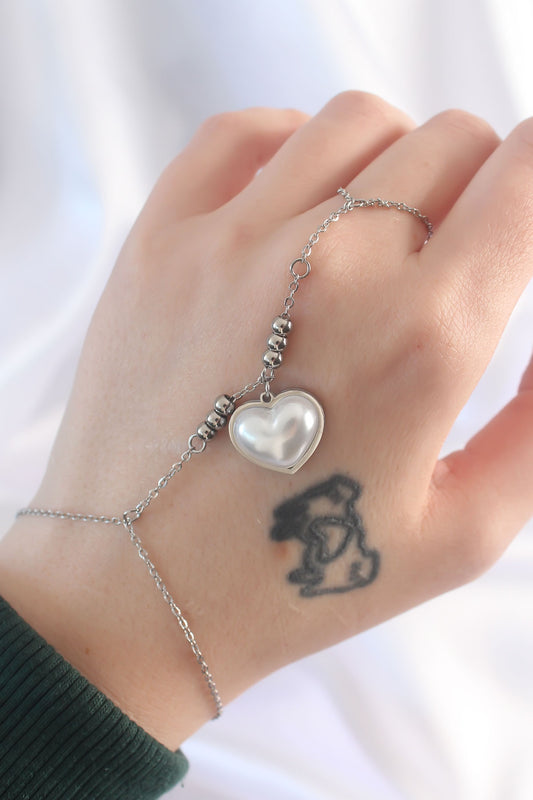 SN575 - 316L Çelik Gümüş Renk Beyaz Bubble Kalp Tasarımlı Şahmeran