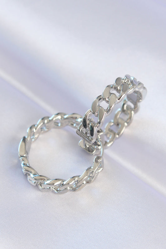 BKP8971 - Pirinç Gümüş Renk Zincir Model Halka Küpe