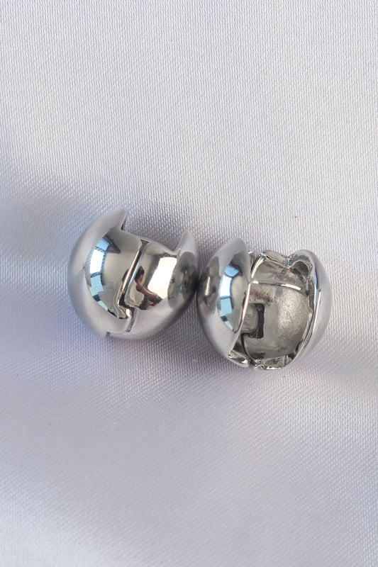 BKP8985 - Pirinç Gümüş Renk İçi Boş Minimal Topçuk Küpe