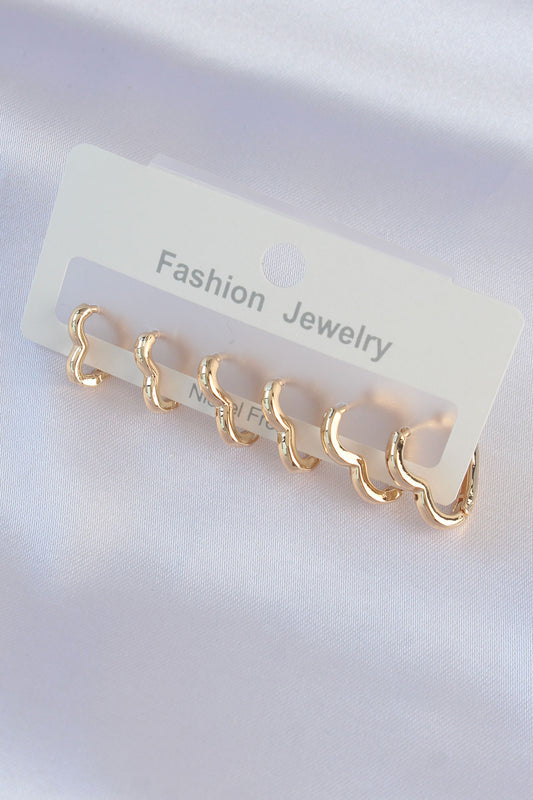 BKP8992 - Pirinç Gold Renk Kalp Model Küpe Seti