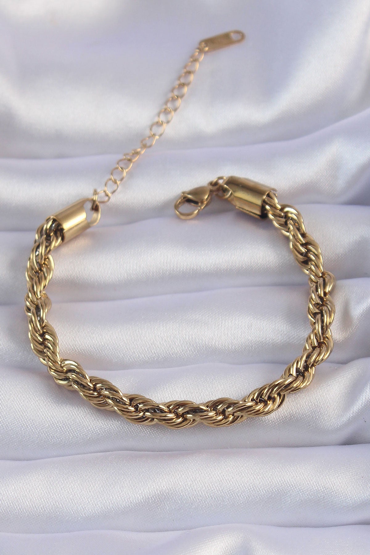 BB6167 - 316L Çelik Gold Renk Kalın Burgu Zincir Bileklik