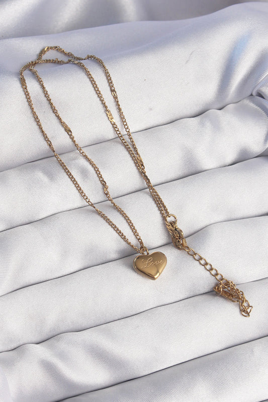 BKO8931 - 316L Çelik Gold Renk Kalp Model Love Kolye