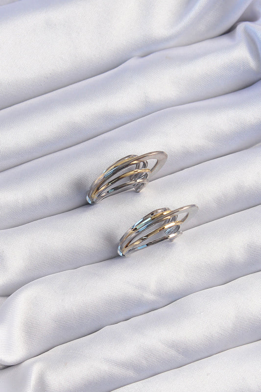 BKP9229 - Pirinç Gold Gümüş Renkli Düz Plaka Halka Küpe