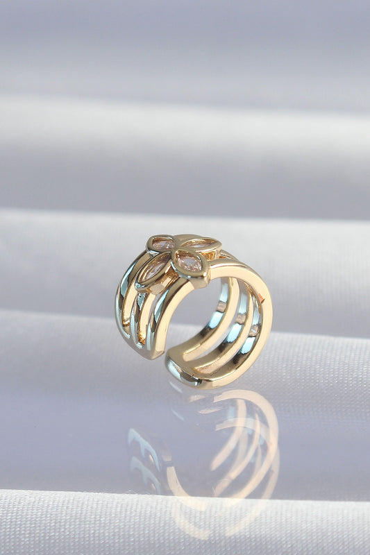 BKP9331 - Pirinç Gold Renk Yonca Earcuff Küpe