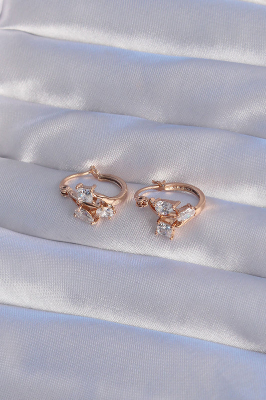 BKP9358 - XUPİNG Rose Renk Zirkon Taşlı Halka Küpe