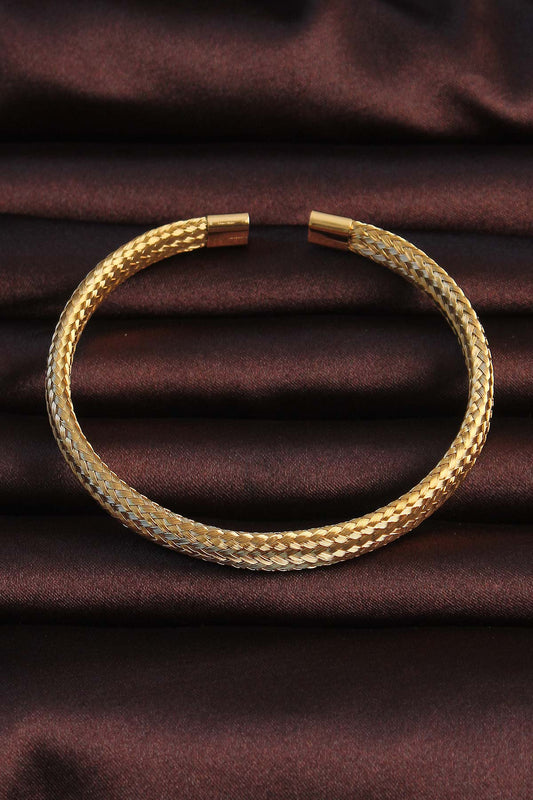 EB3675 - 316L Çelik Altın Renk Hasır Görünüm Erkek Bileklik