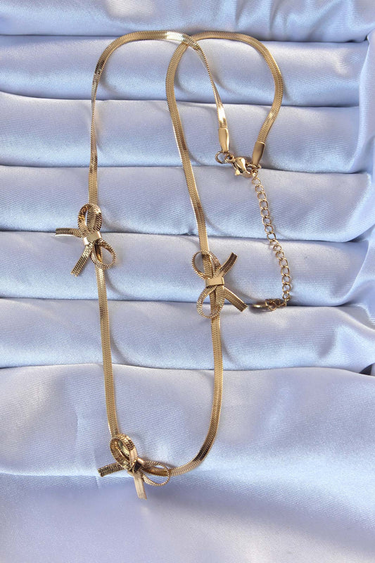 BKO9259 - 316L Çelik Altın Renk İtalyan Zincirli Fiyonk Kolye