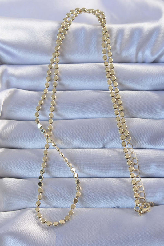 BKO9272 - Pirinç Gold Renk Parçalı Ezme Kolye