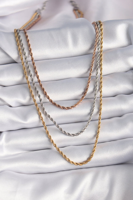 BKO9287 - 316L Çelik Mix Renk Burgu Zincir Model Kadın Kolye