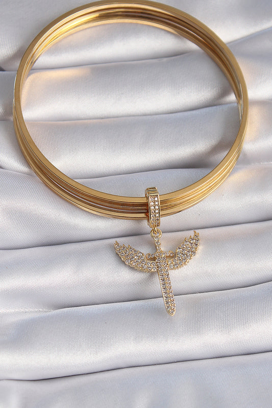 BC1003 - Pirinç Gold Renk Zirkon Taşlı Mikail Model Ajda Charm