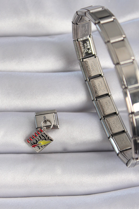 BC1055 - 316L Çelik Gümüş Renk Sallantı Defter Figür Nomination Charm