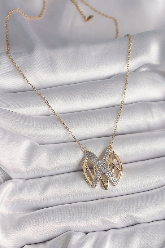 BKO9762 - 316L Çelik Gold Renk Zirkon Taşlı Vintage Model Kadın Kolye