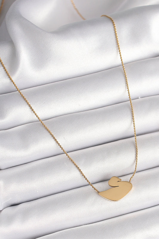 BKO9873 - 316L Çelik Gold Renk Zincir Kuğu Model Kadın Kolye