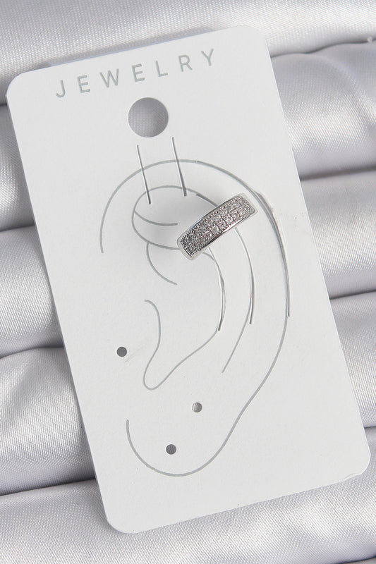 BKP10552 - Pirinç Gümüş Renk Zirkon Taşlı Kıkırdak Model Kadın Küpe