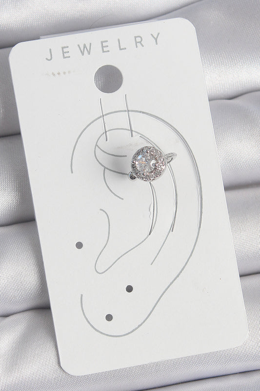 BKP10559 - Pirinç Gümüş Renk Zirkon Taşlı Kadın Kıkırdak Model Küpe