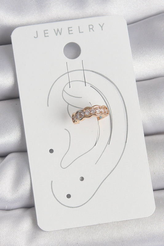 BKP10571 - Pirinç Gold Renk Zirkon Taşlı Kadın Kıkırdak Küpe