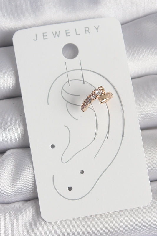 BKP10574 - Pirinç Gold Renk Zirkon Taşlı Kadın Kıkırdak Küpe