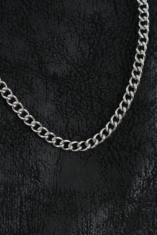 ERK1390 - 316L Çelik Klasik Oval Zincir Model Gümüş Renk Erkek Kolye