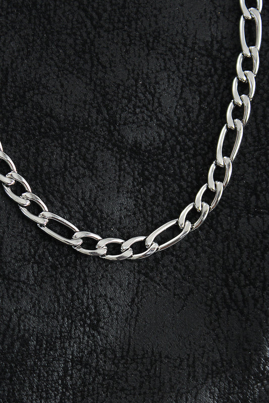 ERK1394 - 316L Çelik Kalın Figaro Zincir Model Gümüş Renk Erkek Kolye