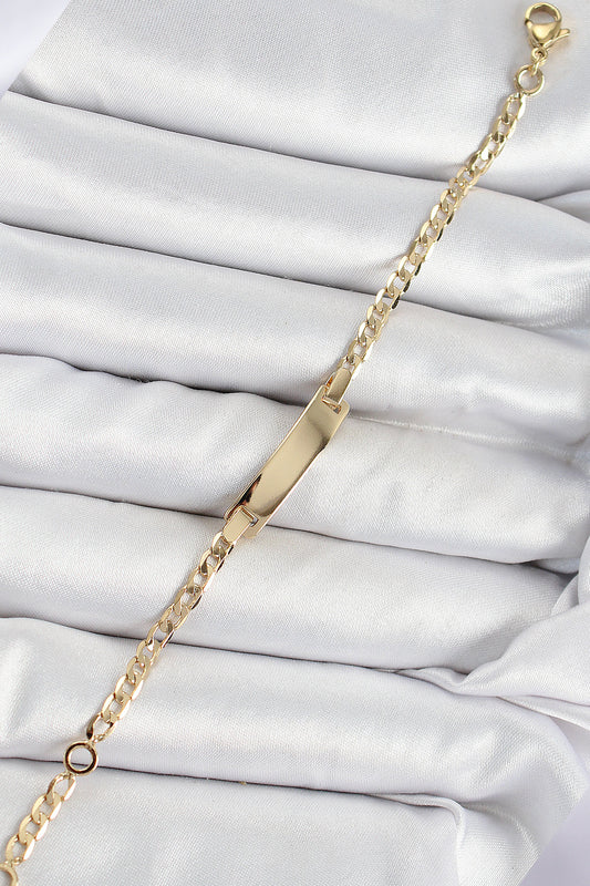 BB7434 - Pirinç Dikdörtgen Model Gold Renk Xuping Bebek Künyesi