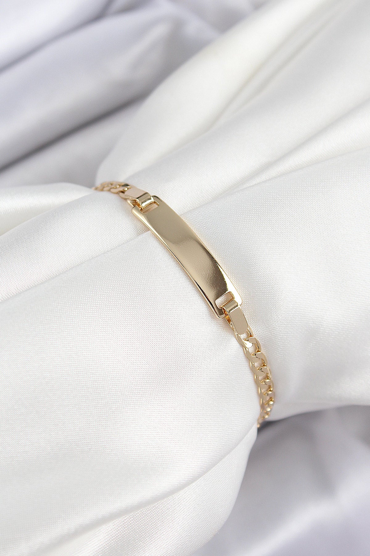BB7434 - Pirinç Dikdörtgen Model Gold Renk Xuping Bebek Künyesi