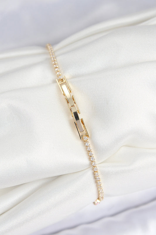 BB7664 - Pirinç Zirkon Taşlı Asorti Model Gold Renk Kadın Bilekilk