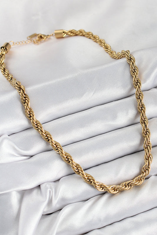 BKO10485 - 316L Çelik Burgu Model Gold Renk Kadın Kolye