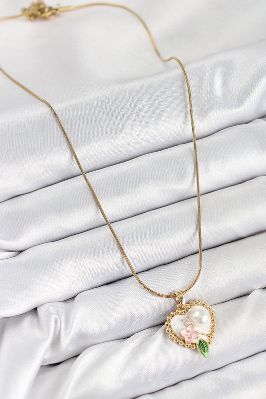 BKO10486 - 316L Çelik Sanatsal Portre Model Gold Renk Kadın Kolye