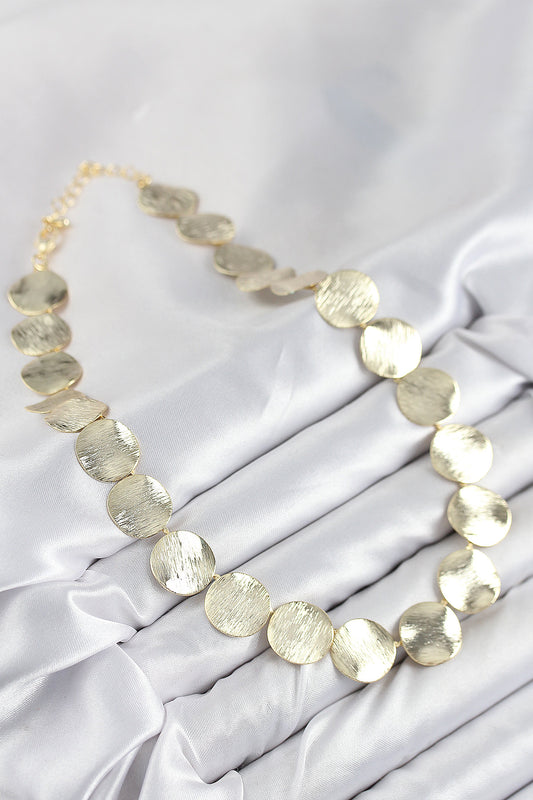 BKO10488 - Pirinç Sıralı Para Model Gold Renk Kadın Kolye