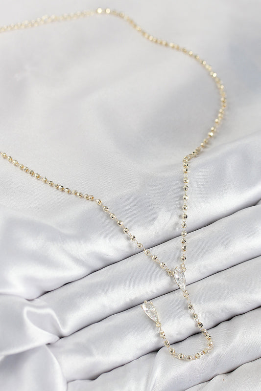 BKO10497 - Pirinç Zirkon Taşlı Gold Renk Kadın Y Kolye