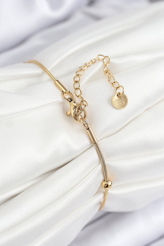 BB7845 - 316L Çelik Topcuk Model Gold Renk Kadın Bileklik