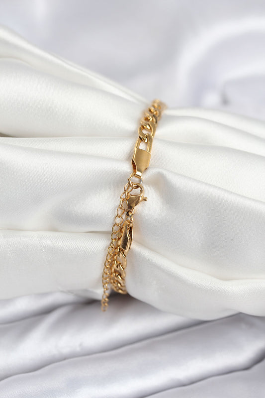 BB7916 - 316L Çelik Gold Renk Yazı Yazmaya Uygun Kadın Bileklik