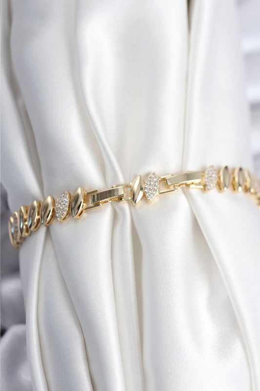 BB7924 - Pirinç VIP Seri Gold Renk Arpa Model Kadın Bileklik