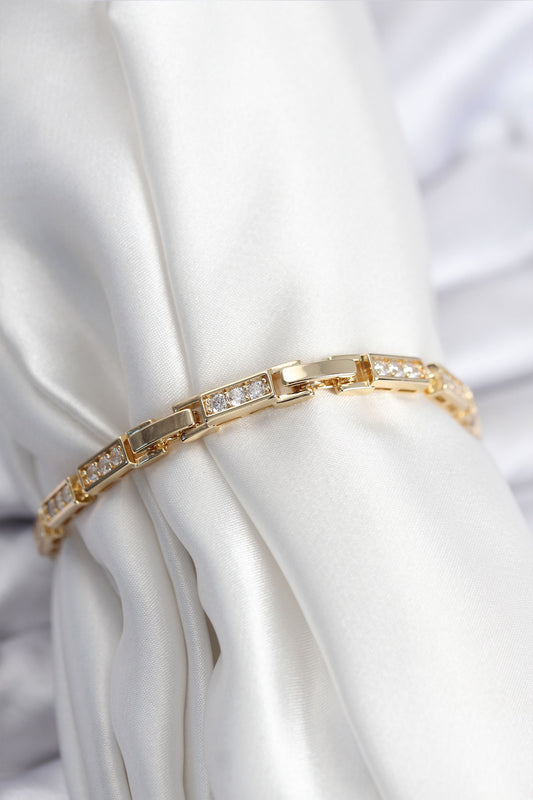 BB7930 - Pirinç VIP Seri Gold Renk Parçalı Model Kadın Bileklik