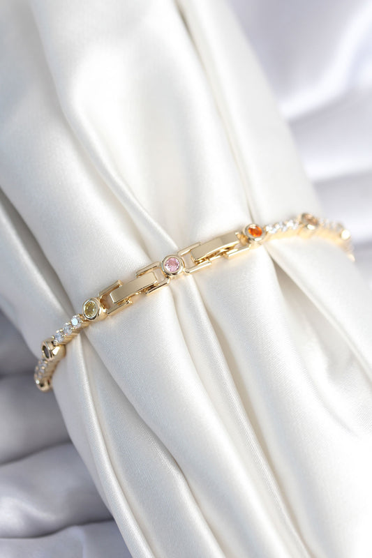 BB7971 - Pirinç Gold Renk Zirkon Taşlı Kadın Bileklik