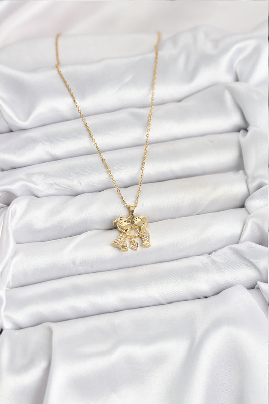 BKO10617 - 316L Çelik Zincir Gold Renk Erkek Kız Model Kadın Kolye