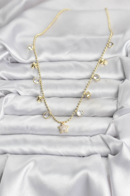 BKO10640 - Pirinç Gold Renk Yıldız Model Kadın Kolye