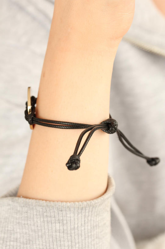 BB1984 - COOL (Havalı) Siyah Deri İpli Unisex Mood Bileklik