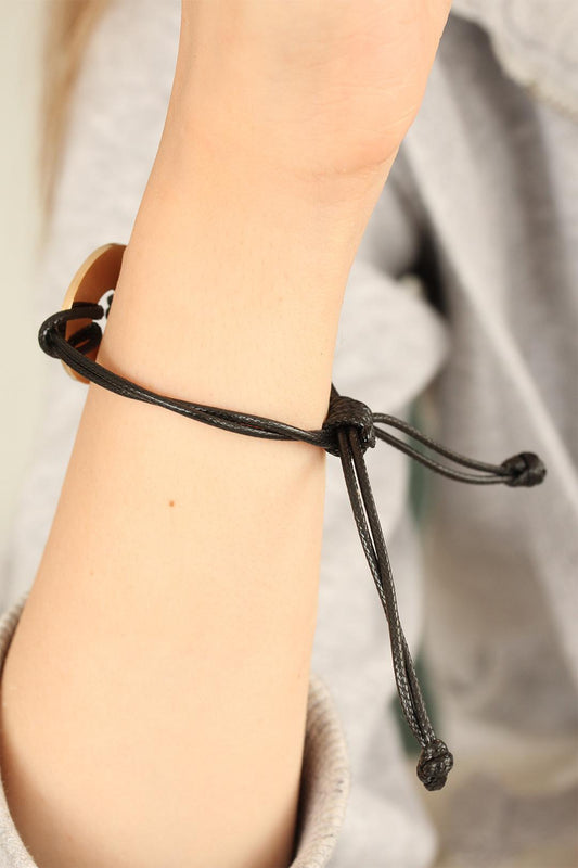 BB1985 - HOPE (Umutlu) Siyah Deri İpli Unisex Mood Bileklik