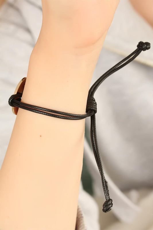 BB1986 - LOVE (Aşık) Siyah Deri İpli Unisex Mood Bileklik